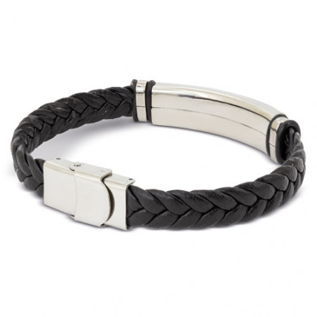 Detalles Boda Hombres Pulsera en cuero y acero inoxidable con caja de regalo personalizada