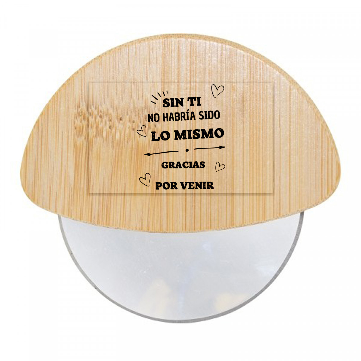 Cortapizza de bambú personalizado detalle práctico y original para eventos especiales