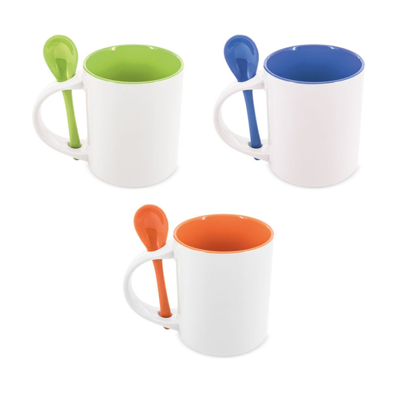 Regalos para Empresas y Eventos Taza mug con cuchara para regalar especial sublimación