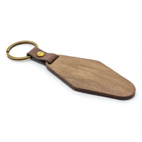 Llavero de madera en forma de rombo
