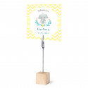 Soporte con pinza y tarjeta personalizada de bautizo