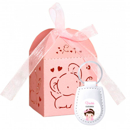 Llavero personalizable con adhesivo ángel en elegante caja para detalles