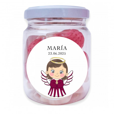 Tarro de fresones de chuche para Bautizo de niña
