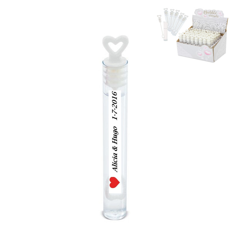 Detalles Boda Originales Mini pomperos corazón en pack de 48 unidades personalizados