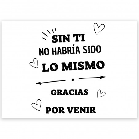 Bloc de notas gris con adhesivo de agradecimiento para invitados