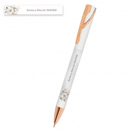 Bolígrafo de pierre cardin blanco tinta semi gel con adhesivo personalizado para regalar