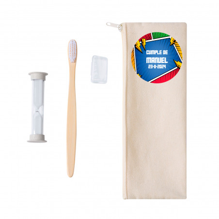 Cepillo de dientes infantil y reloj con adhesivo de superhéroes personalizado para niños