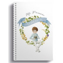 Libreta pequeña con sobre y adhesivo para comunión de niño