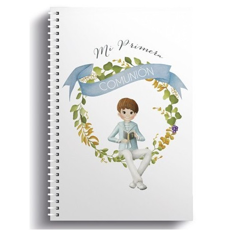 Libreta pequeña con sobre y adhesivo para comunión de niño