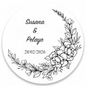 Tapón reutilizable de madera para botellas en elegante estuche con adhesivo personalizable para detalles de invitados