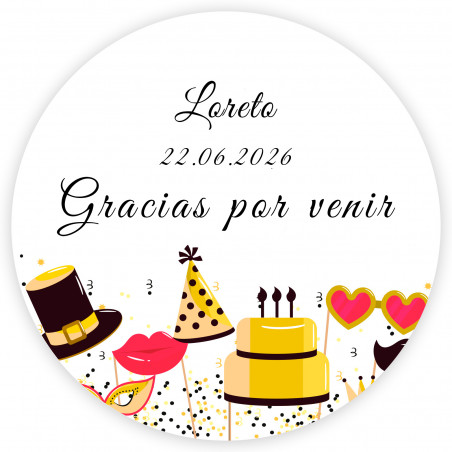 Adhesivo 5cm cumpleaños feliz para decorar