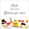 Adhesivo cuadrado 5x5cm cumpleaños feliz