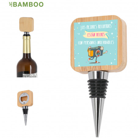 Tapón de vino con abridor y adhesivo simpático para detalles