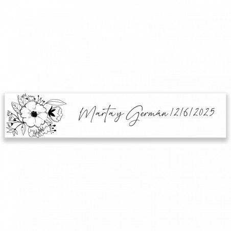 Bolígrafo de pierre cardin blanco con adhesivo personalizado detalle floral para invitados