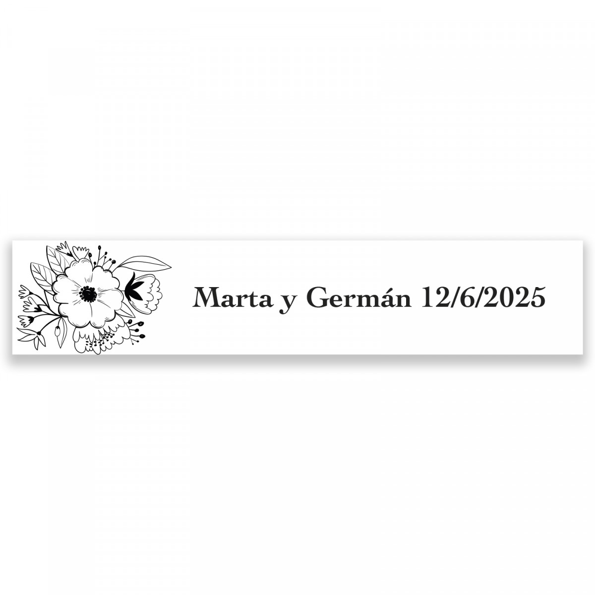 Adhesivo personalizado 5x1 fondo blanco floral para eventos
