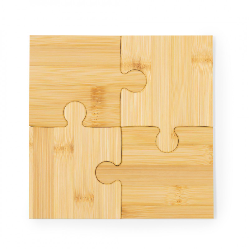 Posavasos de bambú con original diseño puzzle para detalles