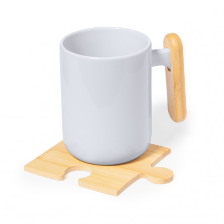 Posavasos de bambú con original diseño puzzle para detalles