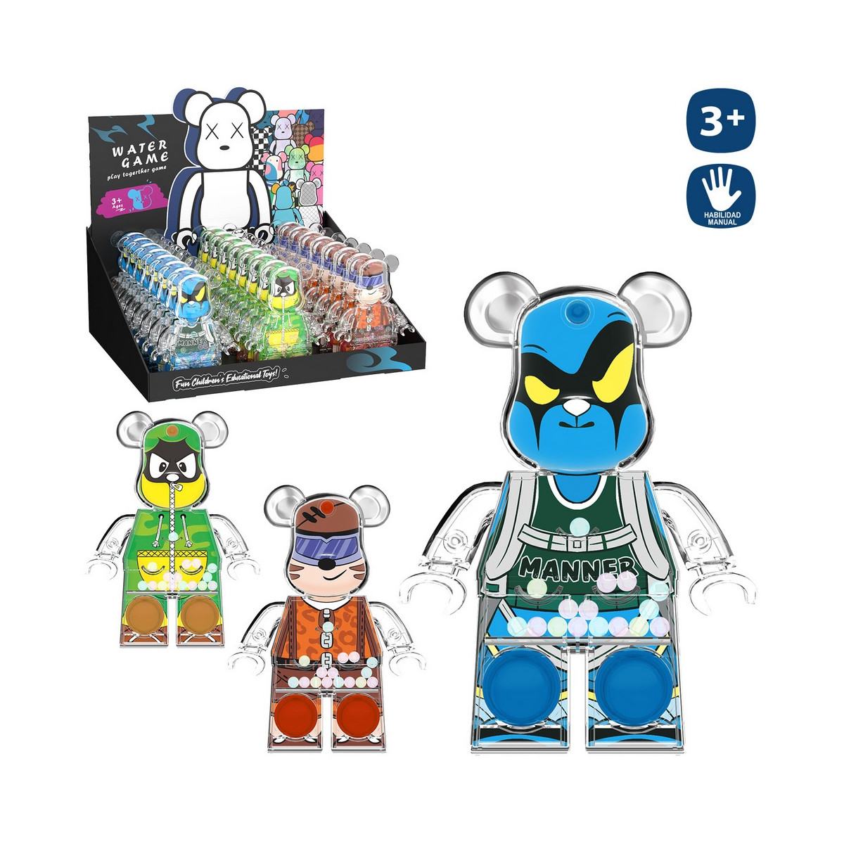 Juego de habilidad de agua con forma de oso