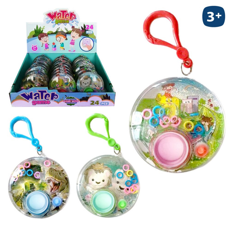 Juego de habilidad con agua diseño redondo y mosquetón