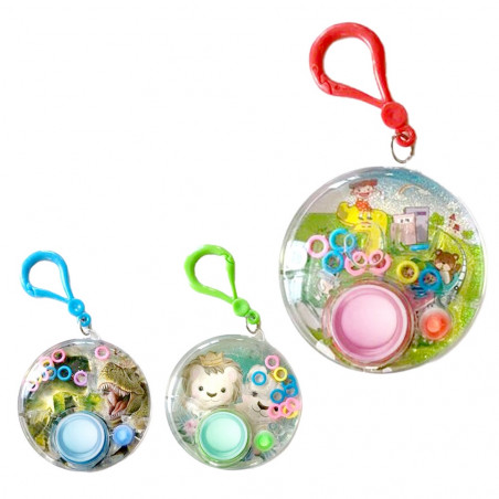 Juego de habilidad con agua diseño redondo y mosquetón