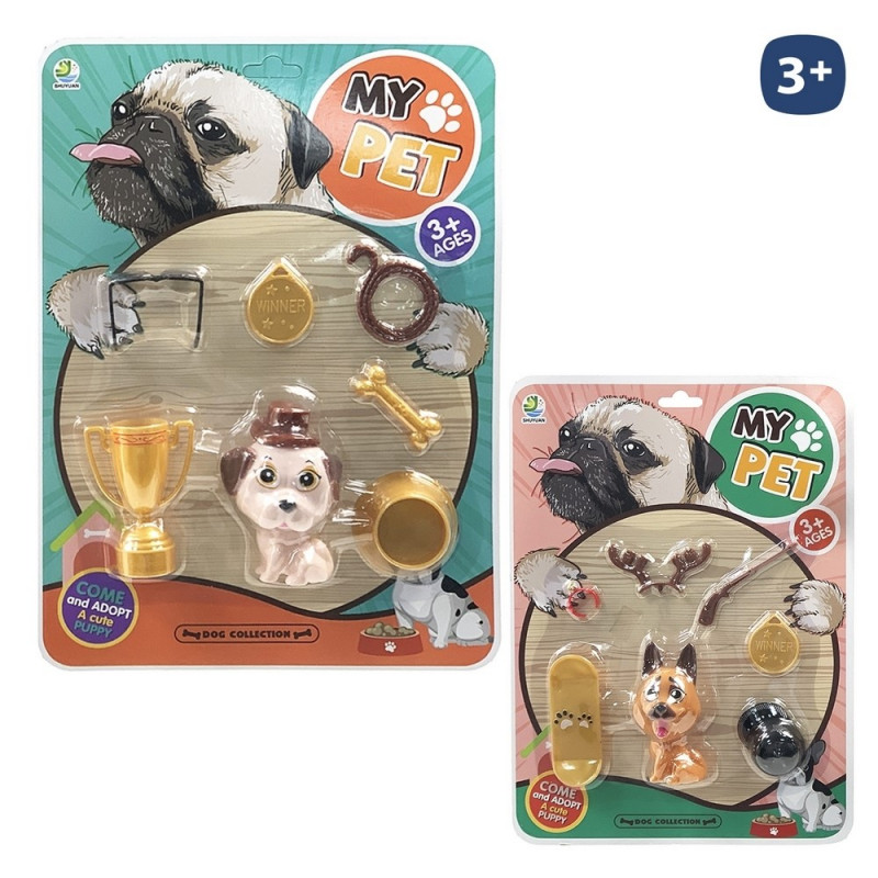 Set de mascota de juguete con accesorios 7 piezas