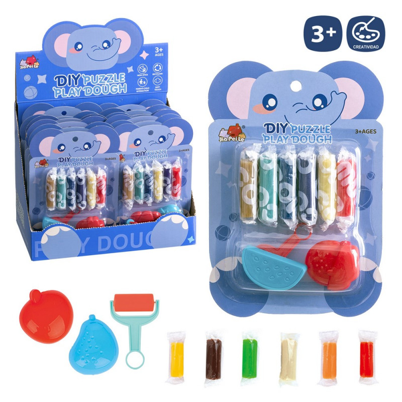 Plastilina de colores 6 bloques con herramientas diseño de elefante