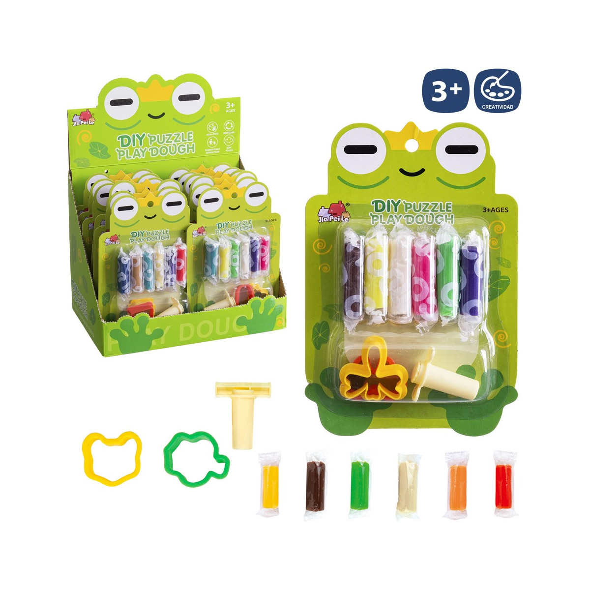 Plastilina de colores 6 bloques con herramientas diseño de rana