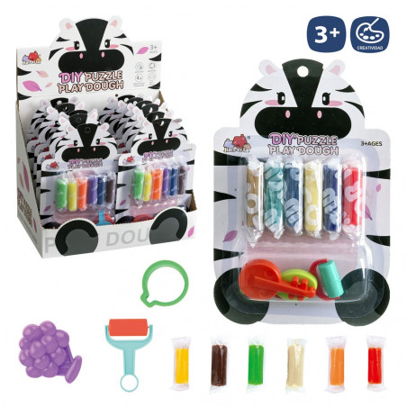 Plastilina de colores 6 bloques con herramientas diseño de cebra