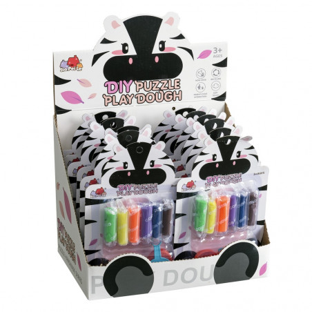 Plastilina de colores 6 bloques con herramientas diseño de cebra
