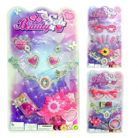 Set de belleza con collar metalizado y accesorios