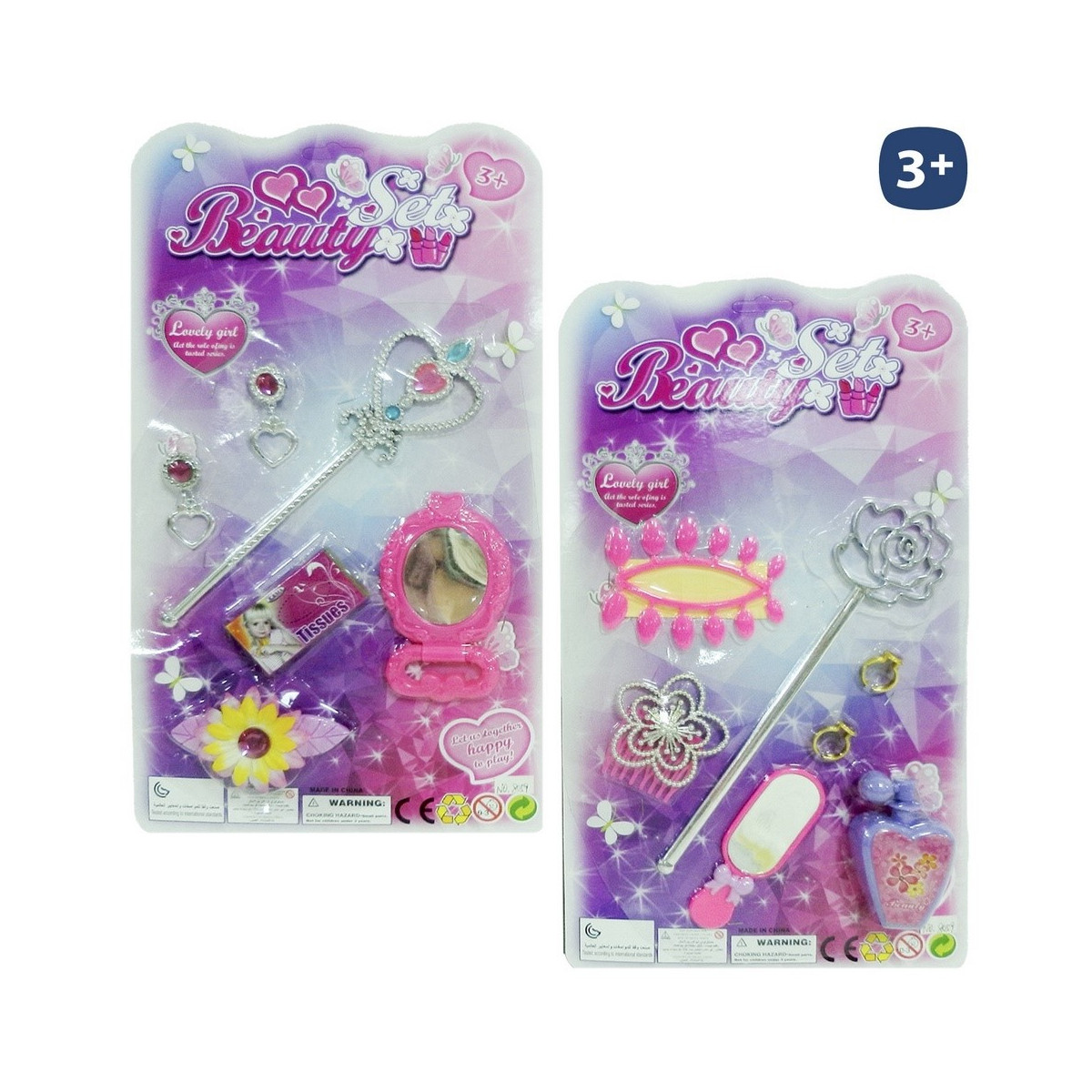 Set de belleza con varita metalizada y accesorios