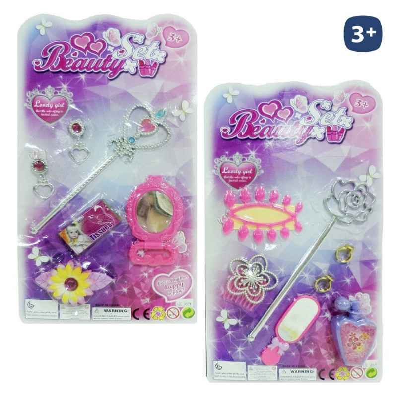 Set de belleza con varita metalizada y accesorios