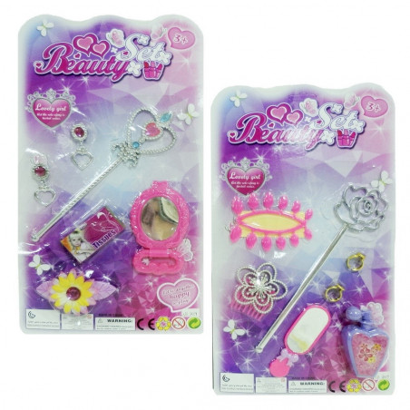 Set de belleza con varita metalizada y accesorios