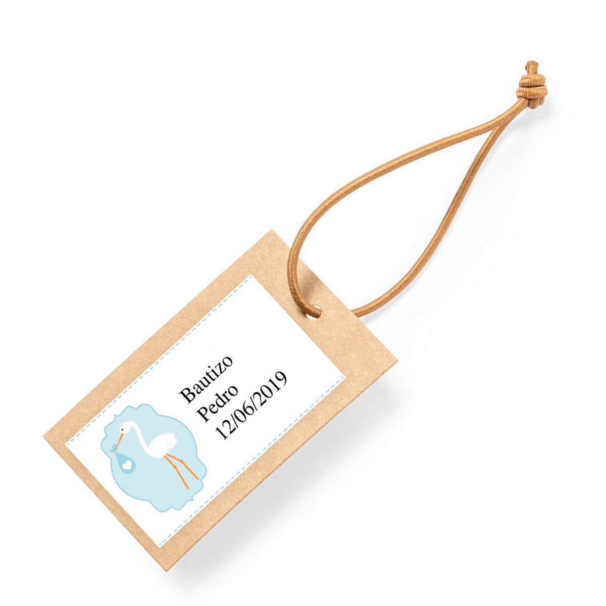 Tarjeta colgante con adhesivo de bautizo celeste para decoración