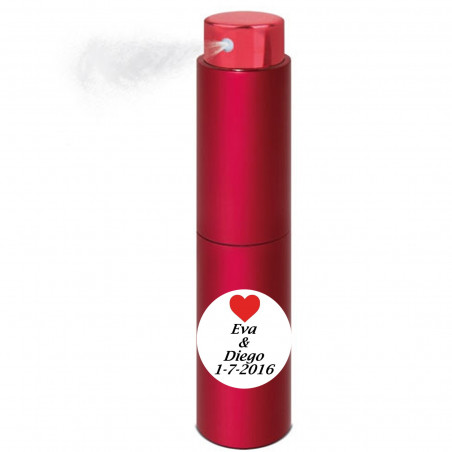 Perfumador rojo personalizado para boda