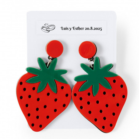 Pendientes diseño fresas con adhesivo alianzas transparente para detalles invitados