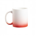 Taza sublimación de acabado mate roja con adhesivo novios diseño lineal para detalles bodas