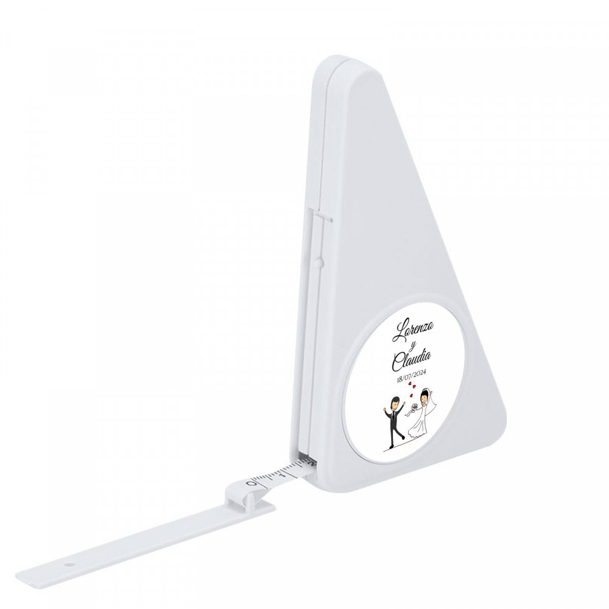 Cinta métrica de 200 cm personalizada con adhesivo de boda