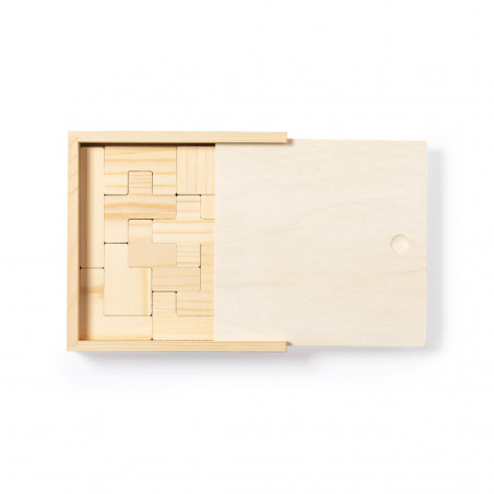 Tetris de madera presentado en caja personalizada con adhesivo de cumpleaños