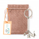 Llavero charm bautizo en bolsa de tela con tarjeta colgante personalizada para regalar