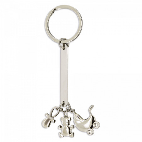 Llavero charm bautizo en bolsa de tela con tarjeta colgante personalizada para regalar