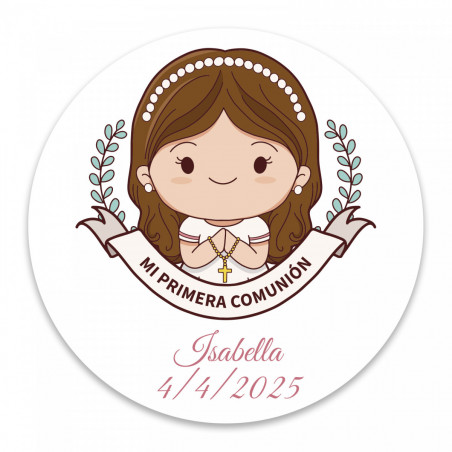 Llavero metálico niña en elegante caja con adhesivo primera comunión personalizable para regalar