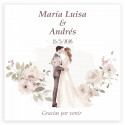 Llavero lila con tarjeta recordatorio en coqueta bolsa de organza lila para detalles de boda