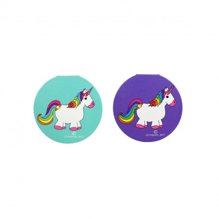 Libreta y estuche de ceras de colores diseño unicornio personalizado en bolsa de organza para detalles infantiles