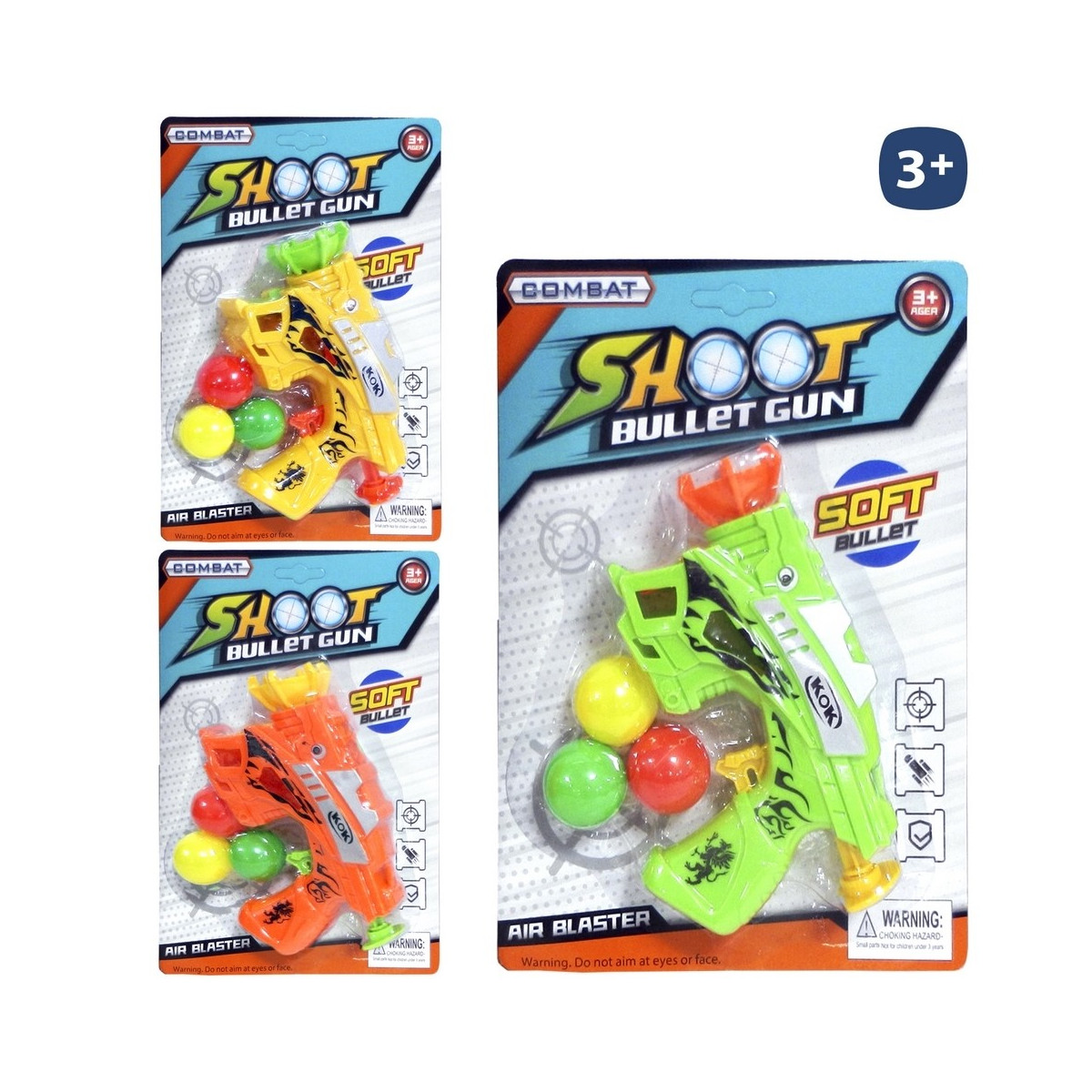 Pistola lanzabolas colores vibrantes para jugar