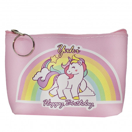 Monedero rosa de unicornio para cumpleaños