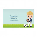 Llavero de corcho con adhesivo diseño de fútbol en sobre kraft con adhesivo personalizado para detalles primera comunión