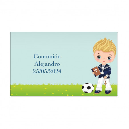 Llavero de corcho con adhesivo diseño de fútbol en sobre kraft con adhesivo personalizado para detalles primera comunión