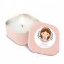 Vela perfumada en caja metálica rosa con adhesivo 5cm primera comunión