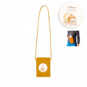 Portatodo color mostaza con asa larga personalizado con adhesivo de bebé